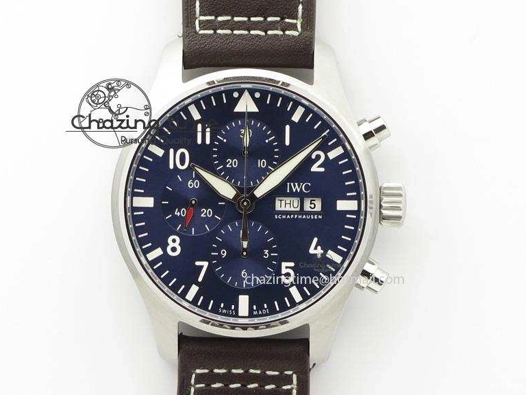 MIROTIME 1220 HighQuality Pilot Chrono 377714 “Le Petit Prince” ZF Best Edition Blue Dial On Brown Leather Strap A 7309